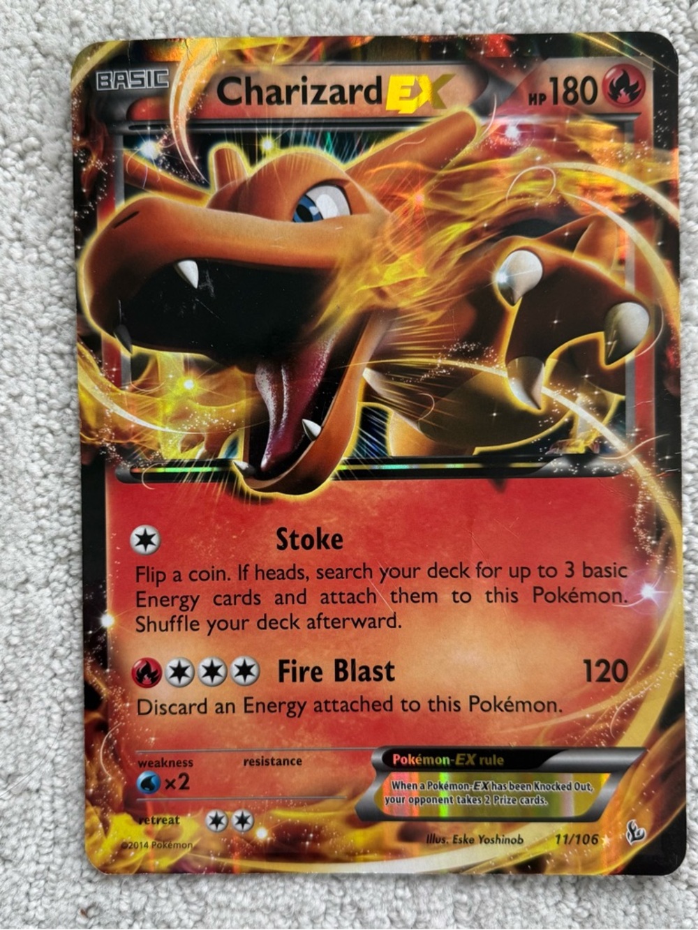 Charizard EX Pokémon Card - Red and Orange Holographic Artwork JUMBO CARD